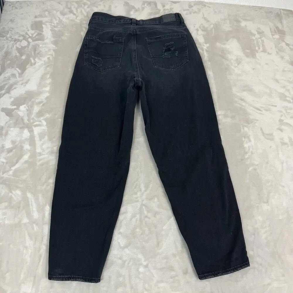 American Eagle Jeans Womens 6 Black Relaxed Mom‎ Distressed Baggy Grunge Skater